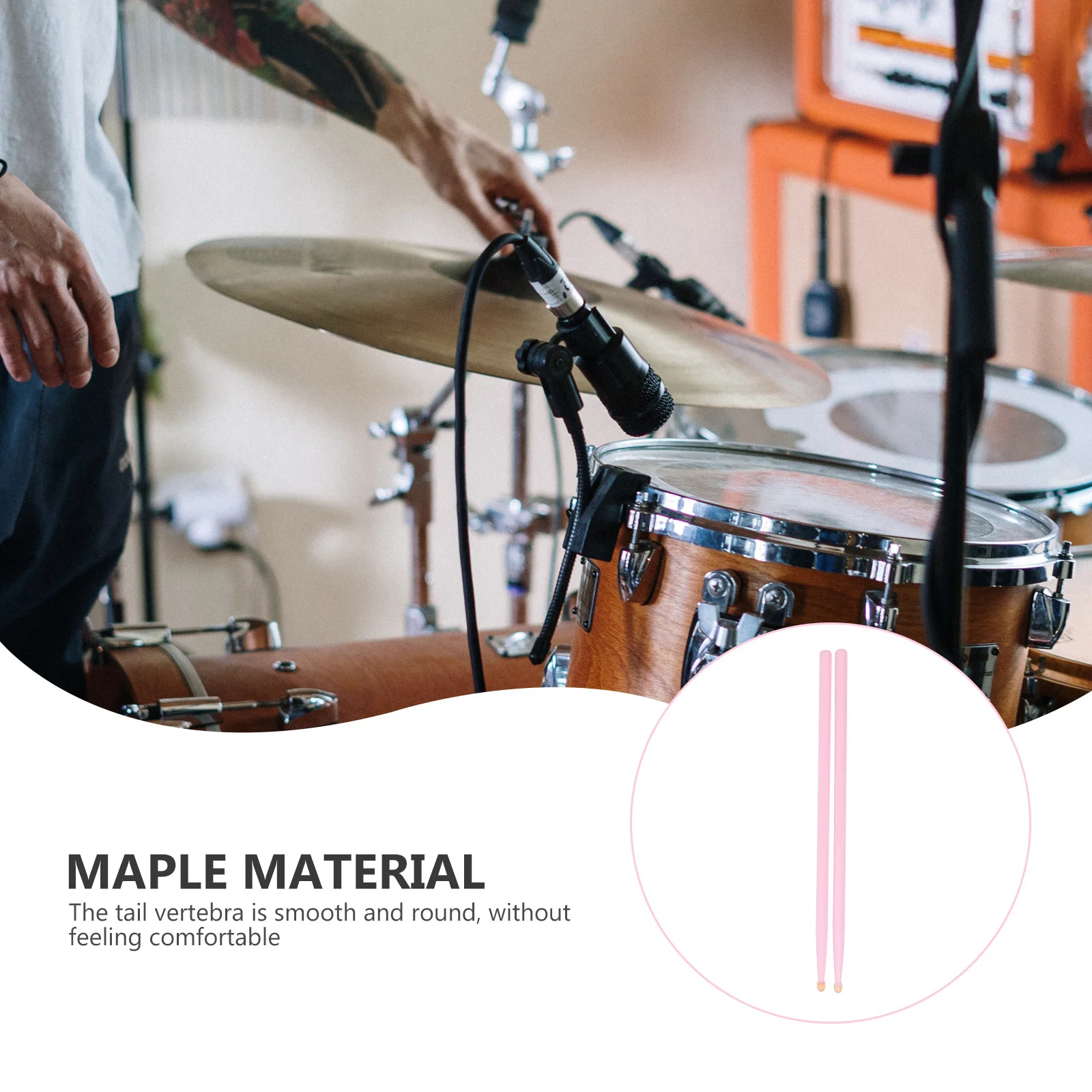 

2Pairs Maple Wood Drumsticks Lightweight Comfortable Slip Resistant Maple Drum Sticks for Practice Performance Beginners