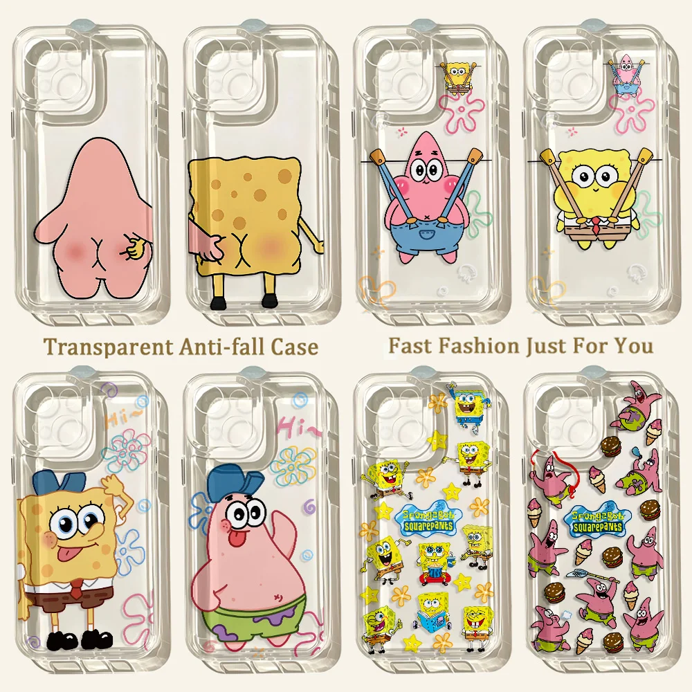Phone Case For Samsung Galaxy S26 S25 S24 S23 S22 S21 S20 FE Note20 Note10 Edge Plus Ultra Lite 5G Clear Cartoon S-SpongeBobs