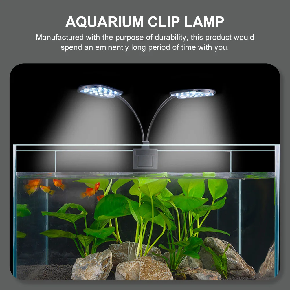 

1pc Led Water Aquarium Light Fish Tank Clip Lamp Dual Head Lighting Tool Eu Plug Simple Installation Strong Compatibility High