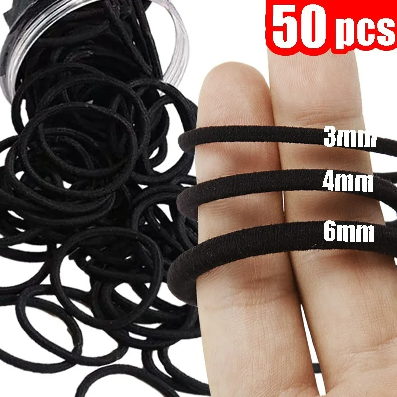 Black Simple Hair Rope Seamless Cheap High Elastic Women High Ponytail Holders Hairbands Fashion Headwear Hair rings Wholesale