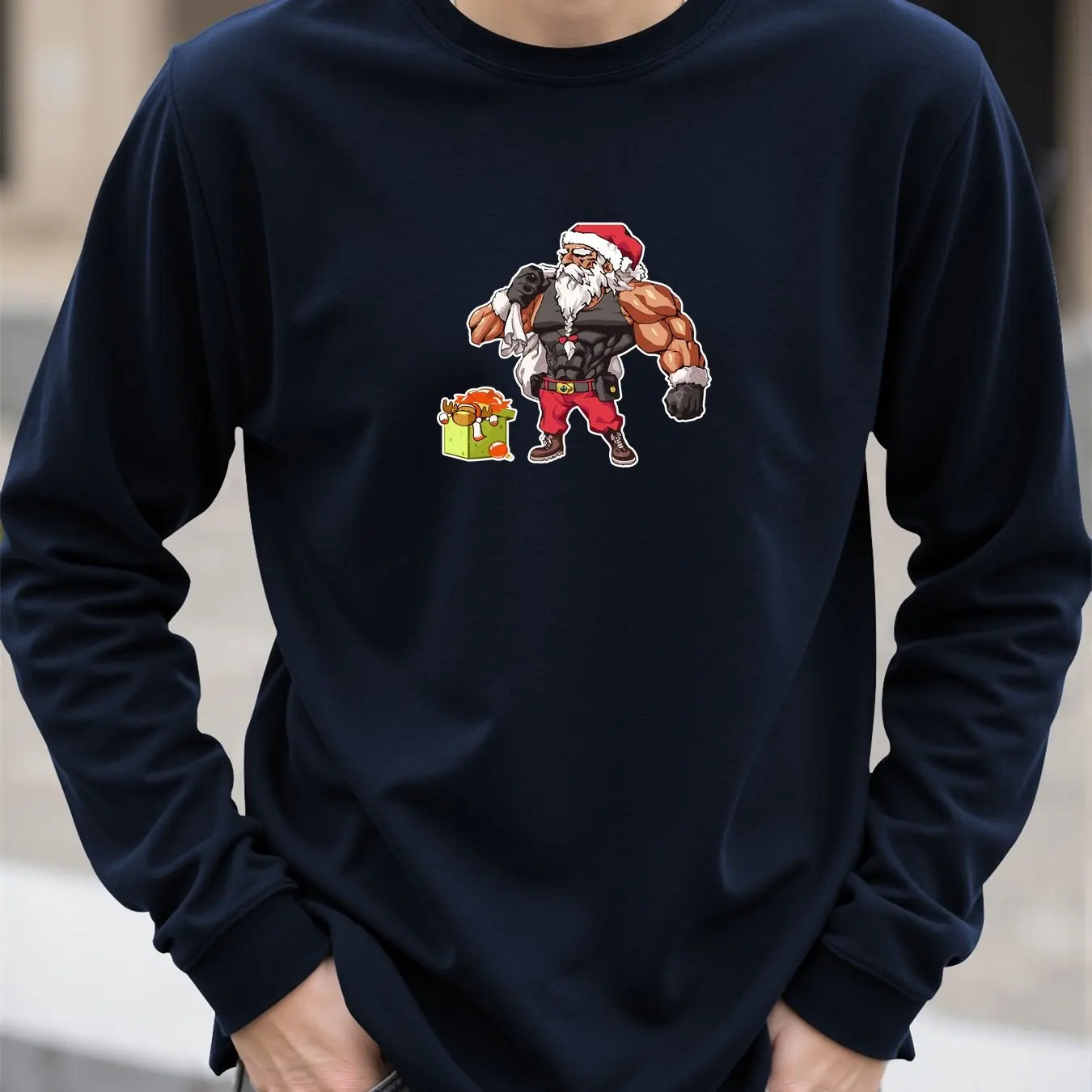 مضحك ثلاثية الأبعاد سانتا كلوز طباعة الرجال تي شيرت الخريف عادية س الرقبة طويلة الأكمام بلايز موضة فضفاضة عيد الميلاد تيز عيد الميلاد الرجال الملابس