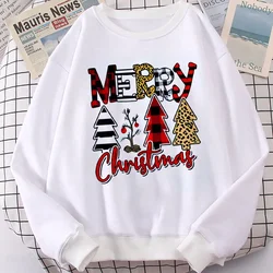 Merry Christmas Tree Leopard Graphic Hoodies Women Christmas Gifts Women's Sweatshirt Harajuku Fashion New Year Y2K Clothes