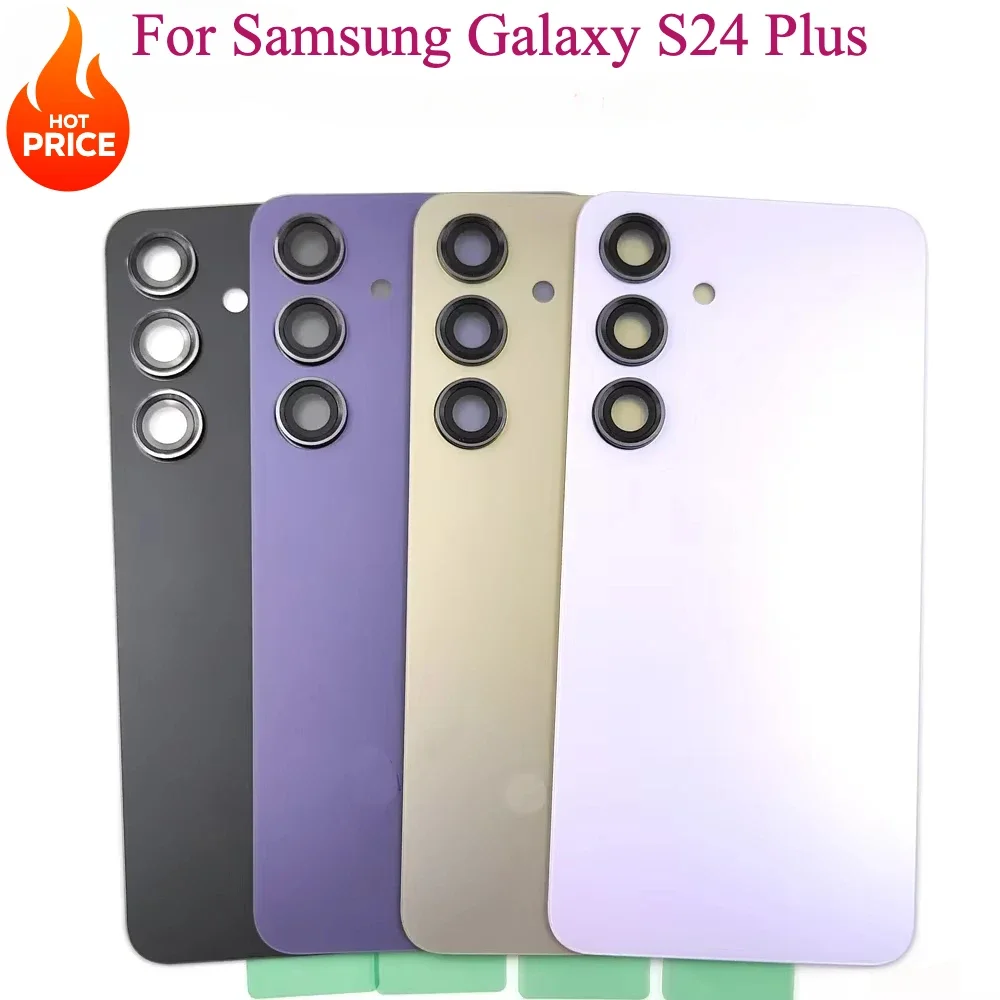 

Для Samsung Galaxy S24 Plus Стеклянная крышка батарейного отсека Жесткая задняя дверь S24 Plus 5G Задняя крышка Корпус с клеем для объектива камеры