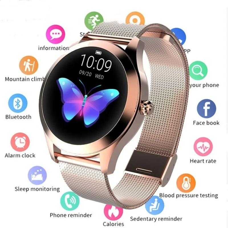 2022 Dropshipping hot IP68 Waterproof Heart Rate Monitoring Stainless Steel kw10 Smartwatch women Smart Fitness Bracelet