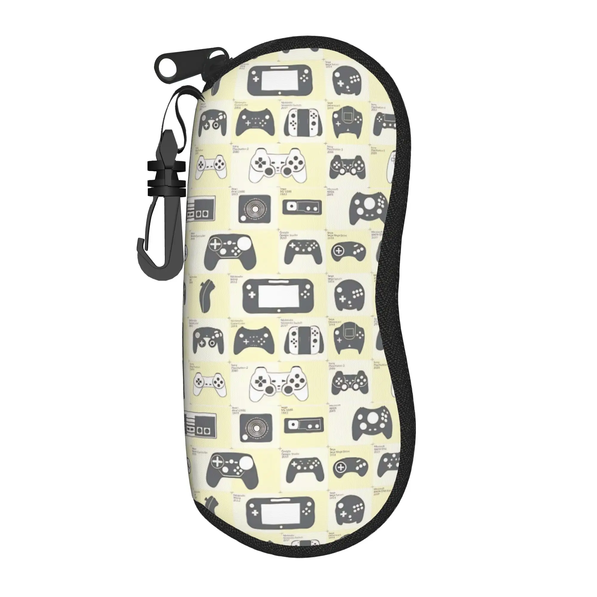 The Evolution of Video Game Controllers Glasses Case Unisex  Sunglasses Case Trend Zip Eyewear Storage Pocket Eyeglass Protector