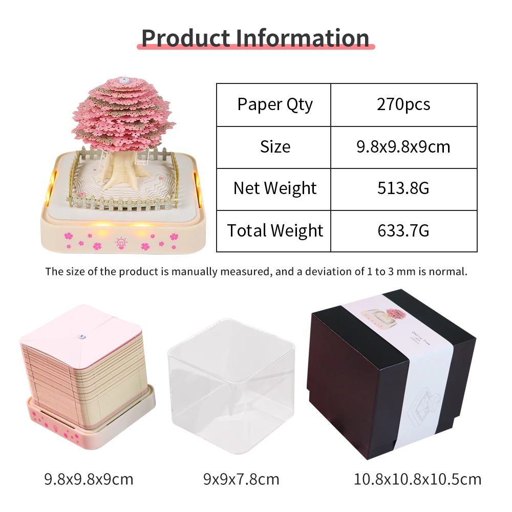 3D Artistic Notepad Calendar 2025 Sakura Decoration Paper Notepad Memo Pads Mini Notes Office Accessories Small Gifts For Guests