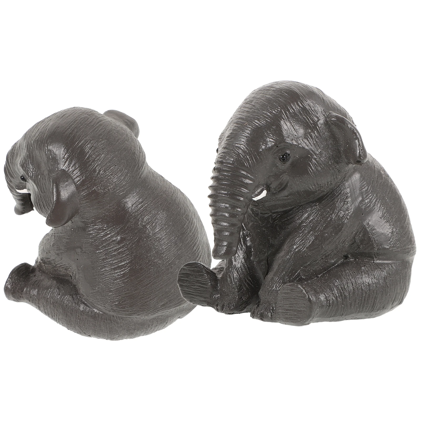 

2 Pcs Elephant Statue Resin Figurines Cartoon Lawn Garden Moss Landscape Decor Mini Animal Accessories Home Decor