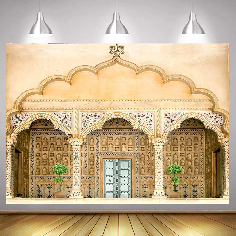 

India Agra Fort Palace Delhi Gate and Door Architectural Backdrop Photography Background Birthday Party Wall Decoration Banner