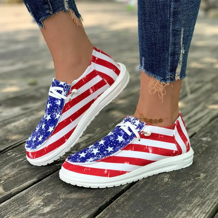 

Dropshipping New National Flag Colored Casual Women's Single Shoe Flat Bottom Comfortable Outwear Large Single Shoe 35&43