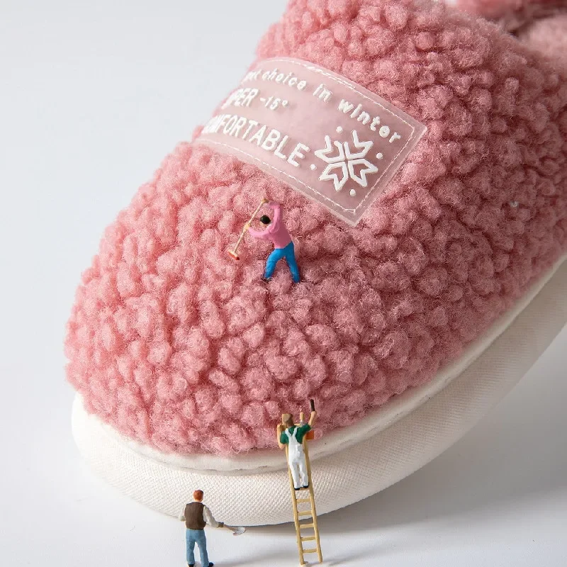 Cotton slippers female winter home warm simple indoor household mute soft bottom month plush slippers male winter