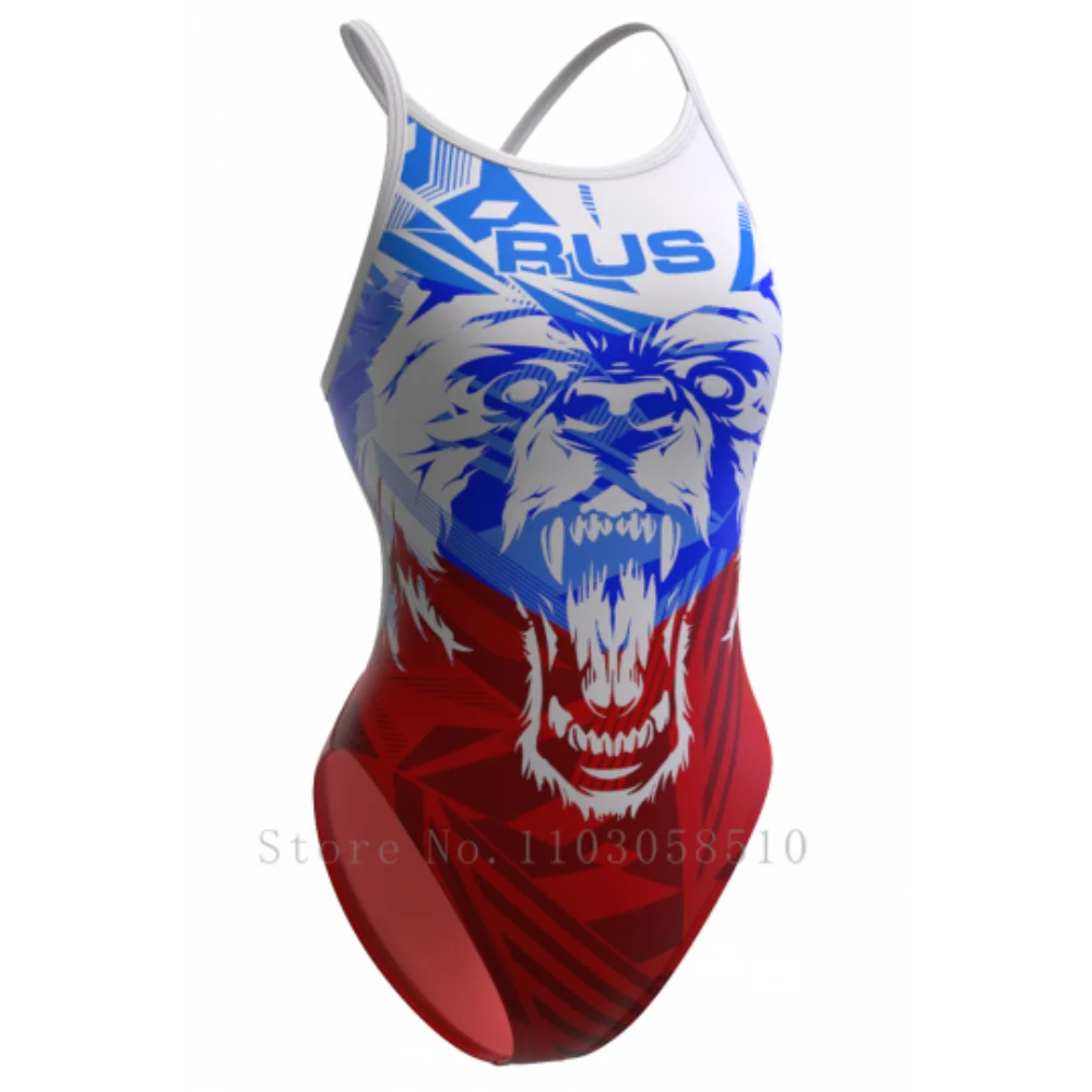 mad wave Female Swimsuit Triathlon Back Sexy One-piece Suit Swimwear Functional Training Swimsuit Swimminggown Skeleton Printing