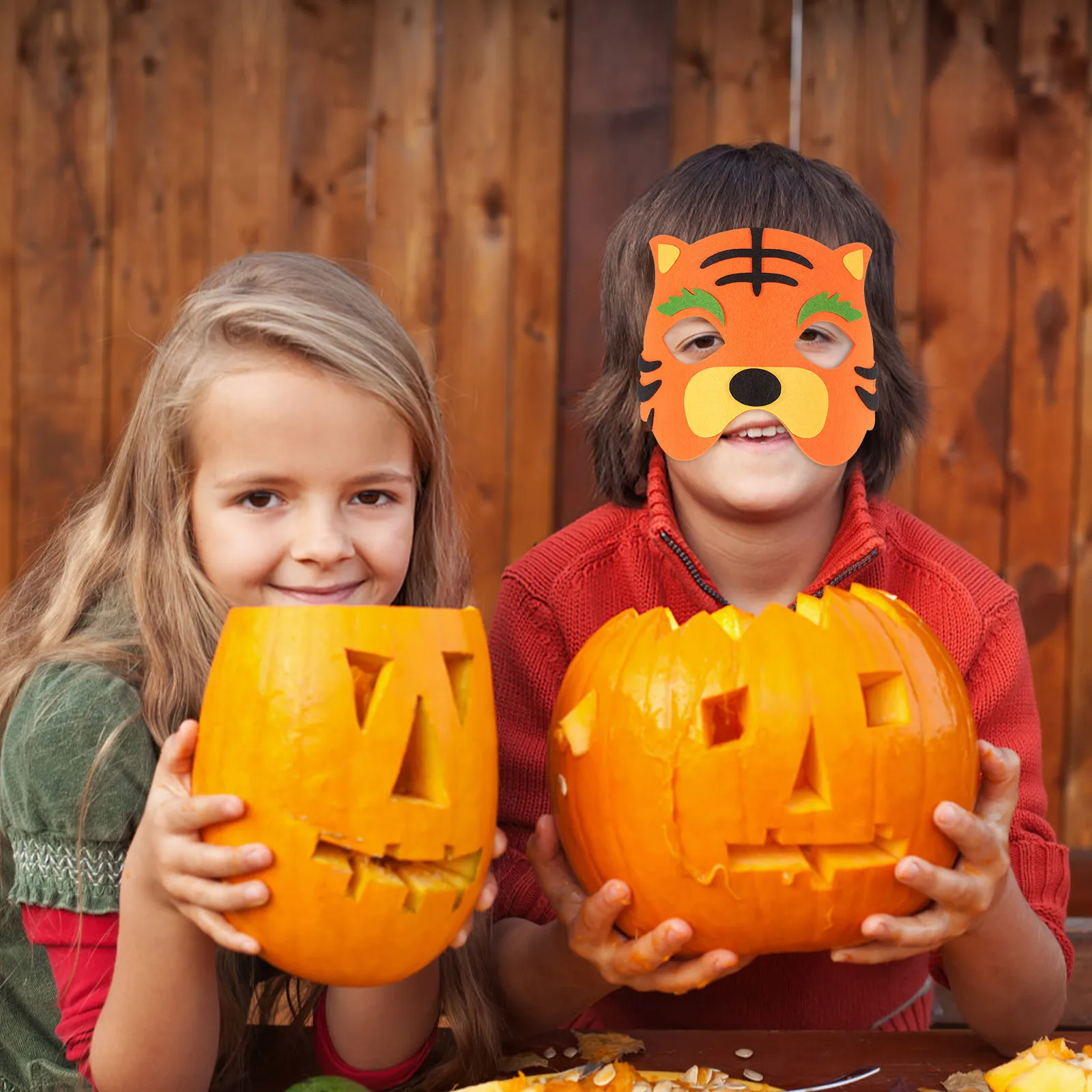 Maschera da tigre Mezza faccia Costume da animale Accessorio per feste per bambini Halloween Dress Up Gioco di ruolo Evento Vestibilità comoda e regolabile