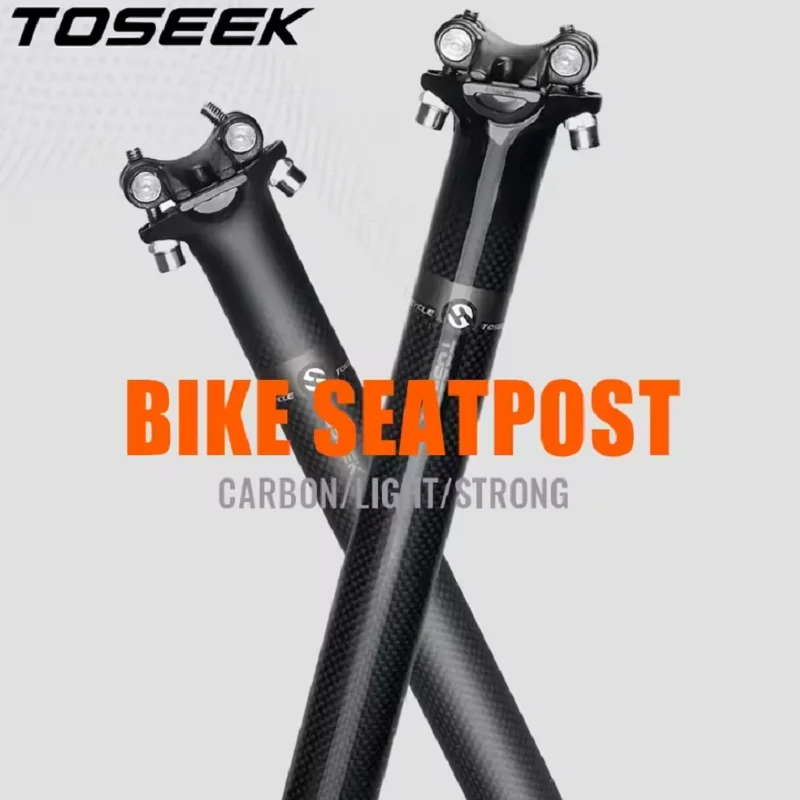

TOSEEK Carbon Fiber 3K Matte Full Bicycle Seatpost Superlight MTB Road Bike Cycling Seat Post Parts 27.2/30.8/31.6 x 350/400 MM