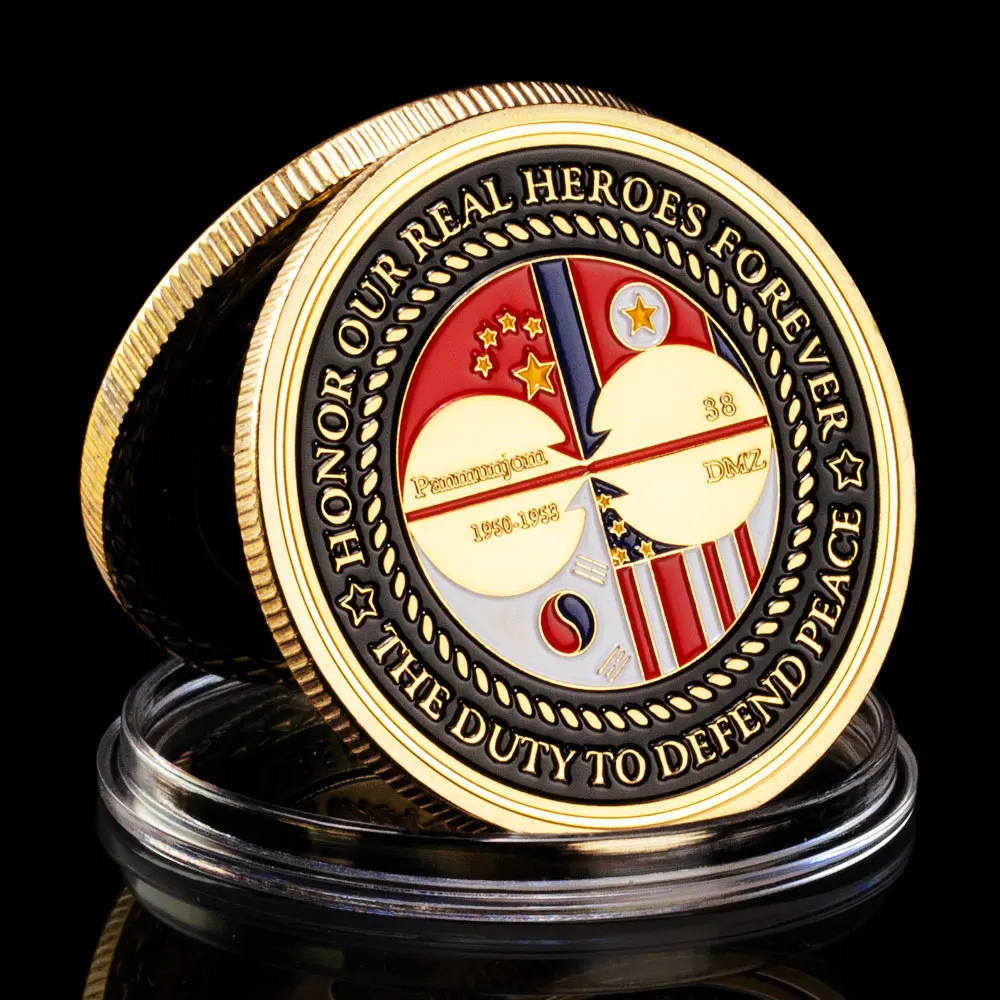 The Korean War (1950-1953)38th Parallel Souvenir Honor Our Real Heroes Forever Gold Plated Coin Veteran Commemorative Coin