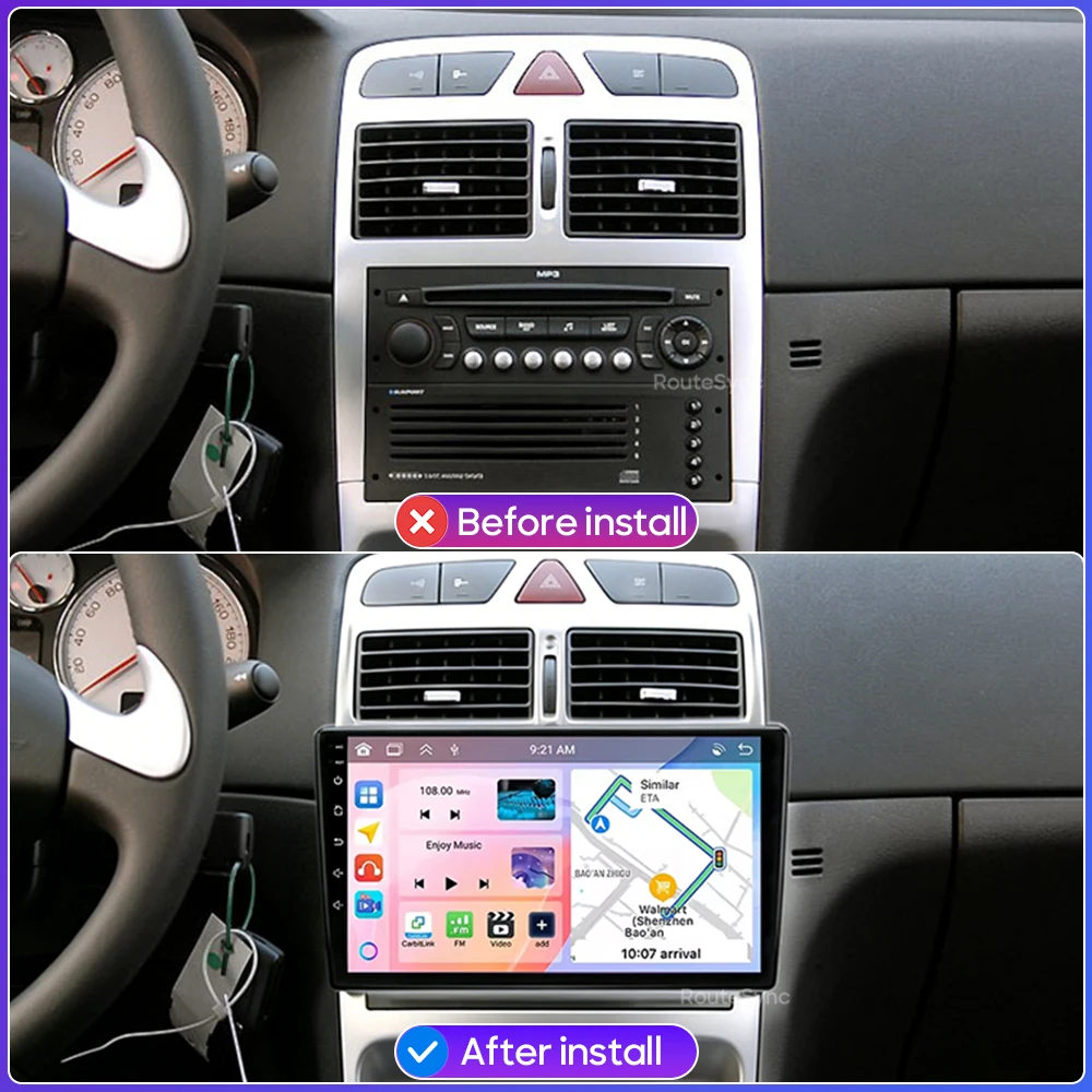 Car Multimedia Player For Peugeot 307 307CC 307SW 2002 - 2013 Android 16 Radio Carplay Auto 2din GPS Navigation Stereo Video DSP