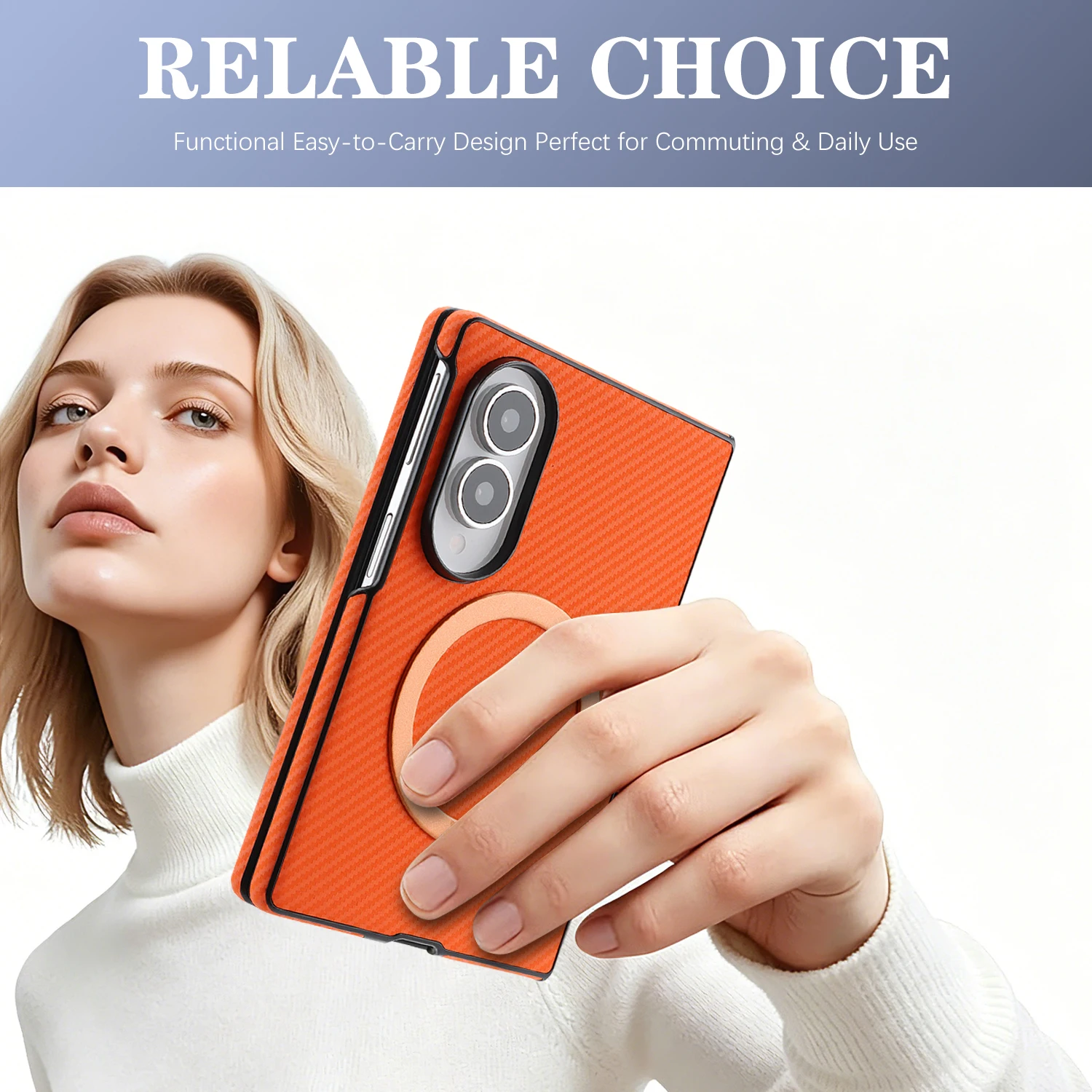 Business Magnetic Carbon Fiber Texture Case for Samsung Galaxy Z Fold 8 Flip 8 7 6 5 4 3 Built-in Front Frame Shockproof Cover - view 5