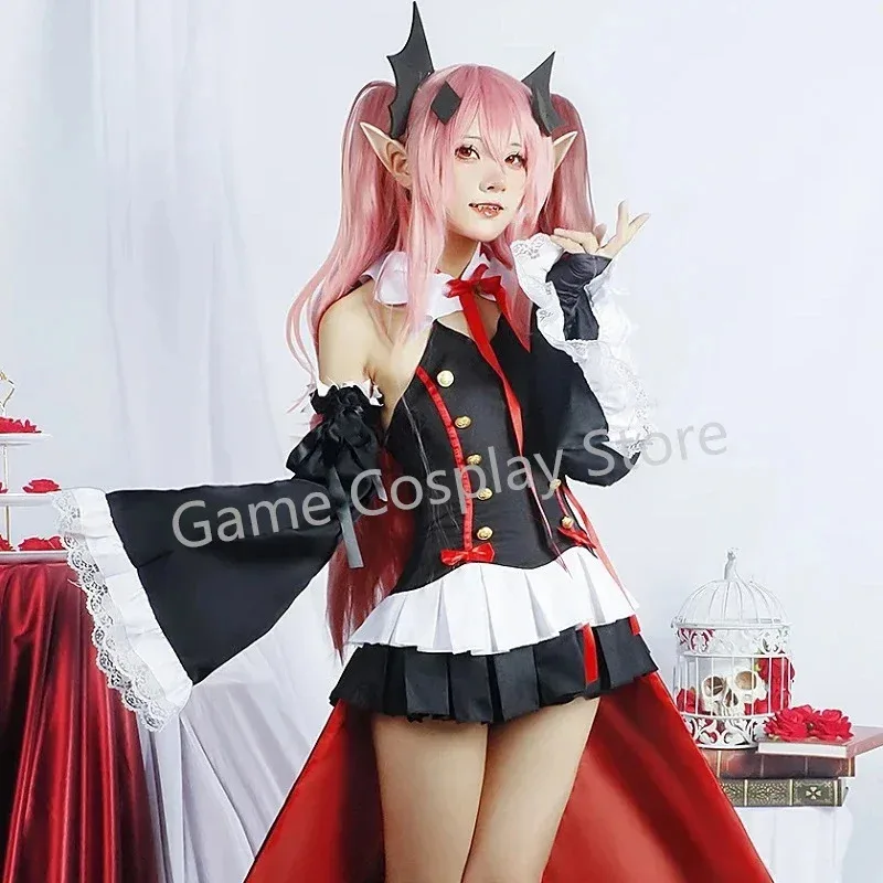 AIAI 2025Anime Seraph of the end Krul Tepes Vampire Wig Elf Ears Cosplay Costume For Women Halloween Carnival Party Comi