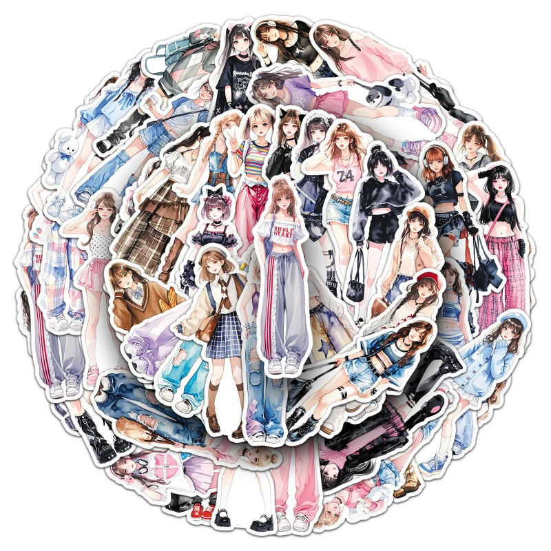 50Pcs Personalized Outfit Creative Fashion Fun Cool Personalized Stickers Phone Case Bicycle Guitar Decoration Stickers