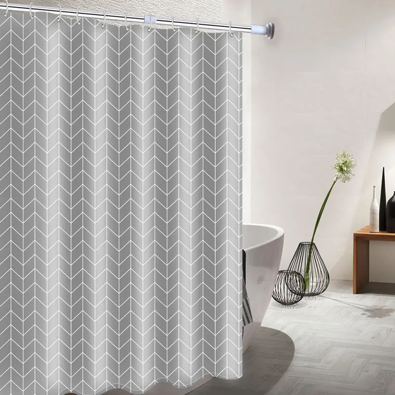 Shower Curtains  Arrow Print Polyester Fabric Gray Bathroom Curtain Waterproof Mildew Proof for Toilet Modern Style with Hooks