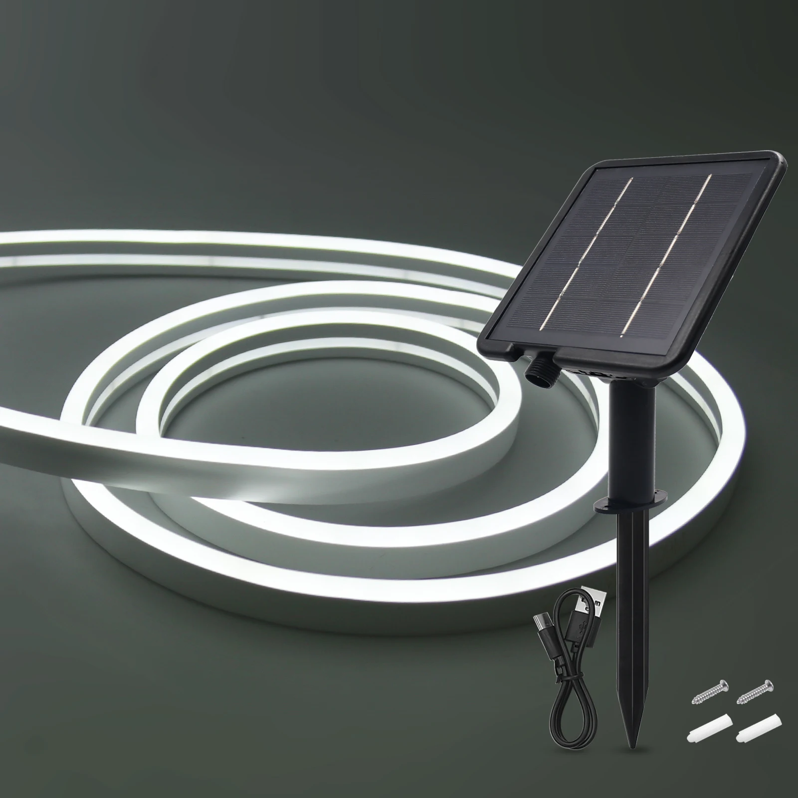 24V Neon-Licht Solar-LED-Streifen 3M 5M 10M Wasserdichtes Seil Silikon-Schlauch Neonschild Flexible Lampe Heimdekoration Weiß Warmweiß