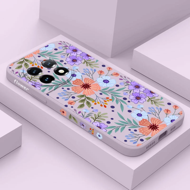 

Miss Flower Phone Case For Oneplus 11 11R 10 10R 10T 9R 9RT 9 8T 8 7 7T Pro 5G Liquid Silicone Cover