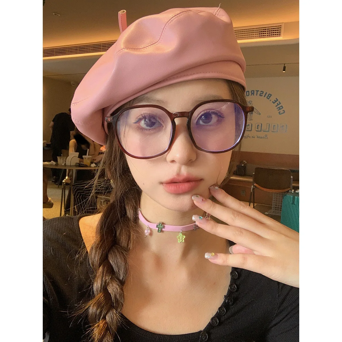 Vintage PU Leather Berets For Women Sweet Pink Solid Color Adjustable Female Casual Painter Caps Korean Girls Sun Visors Cap New