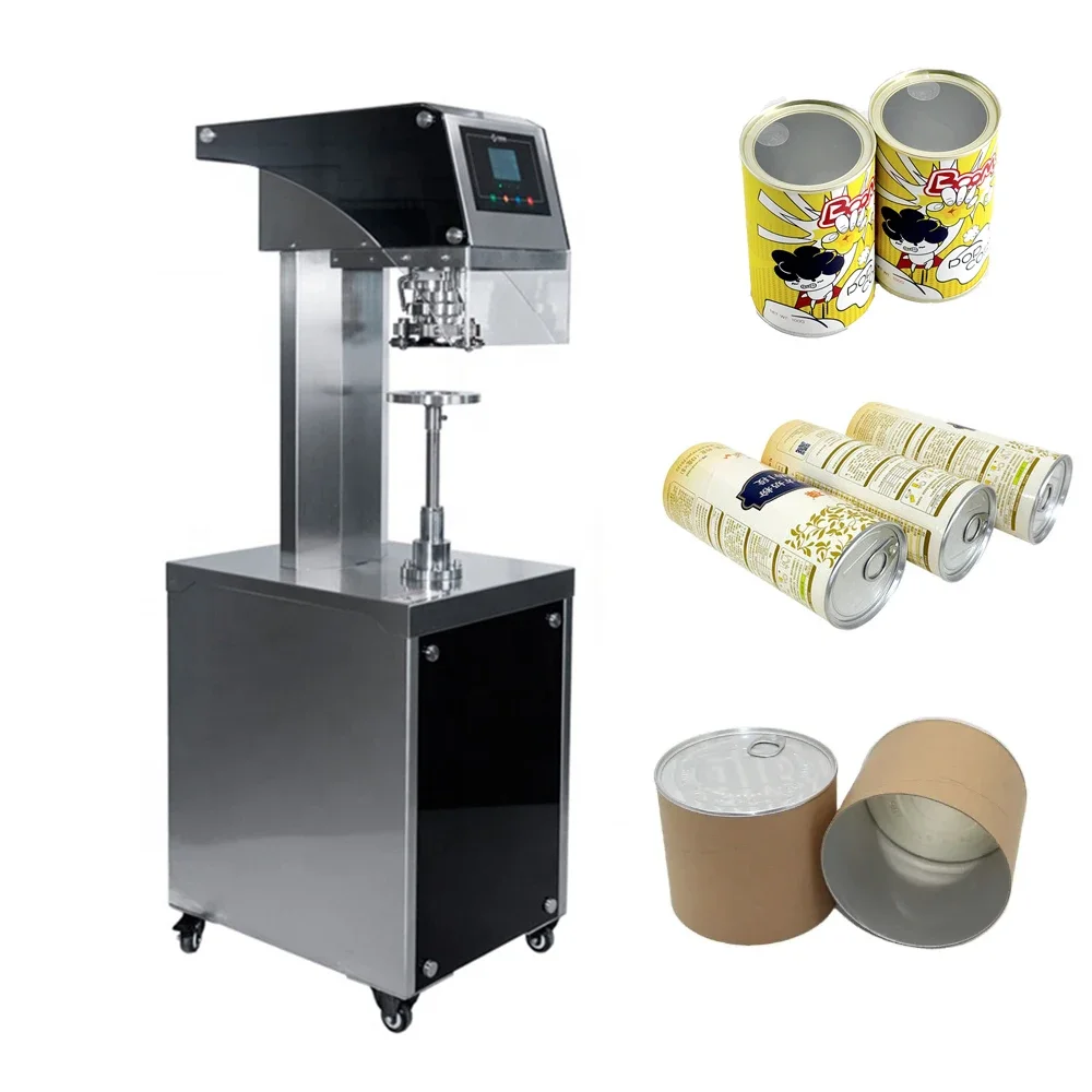 

Composite paper cans semi automatic can closing sealing machine for canned nuts snacks