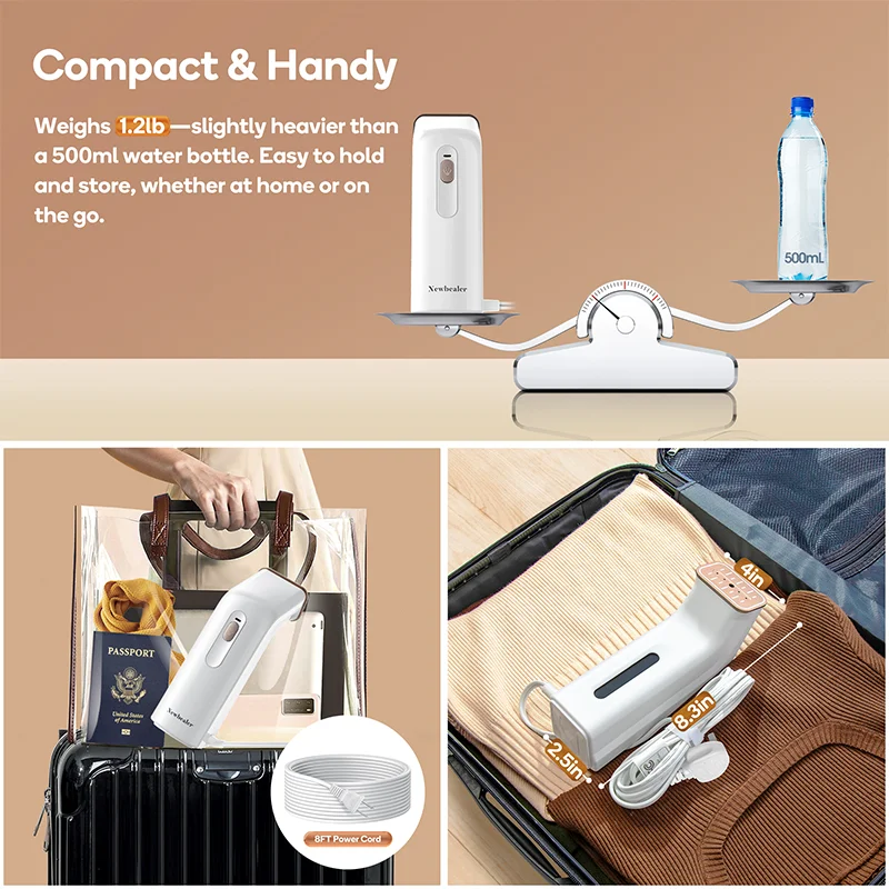 3 In 1 Clothes Ironer 1200W Rotation Head Steam Iron LED Temperature Monitor Handhold Travel Home Fabric Steam Ironing Machine