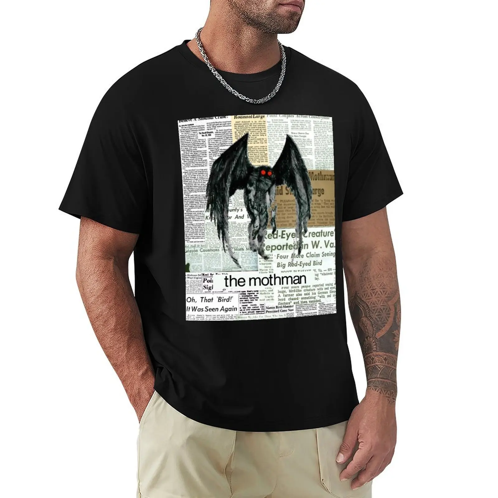 mothman newspaper articles T-Shirt Plus Size Simple Casual Top
