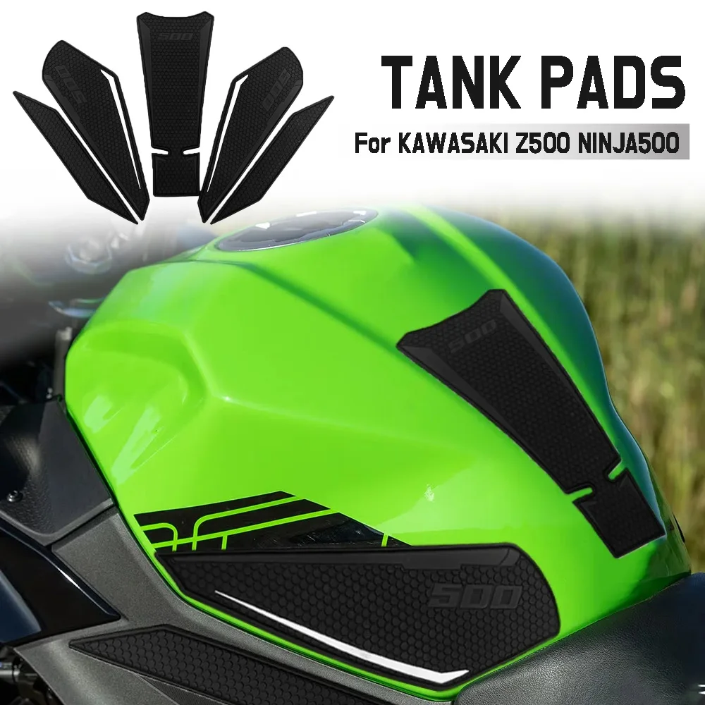 For Kawasaki Z500 Ninja500  Motorcycle Glowing Rubber Fuel Tank Pads Anti-slip  Fluorescent Knee Grip Decals NINJA 500 Stickers