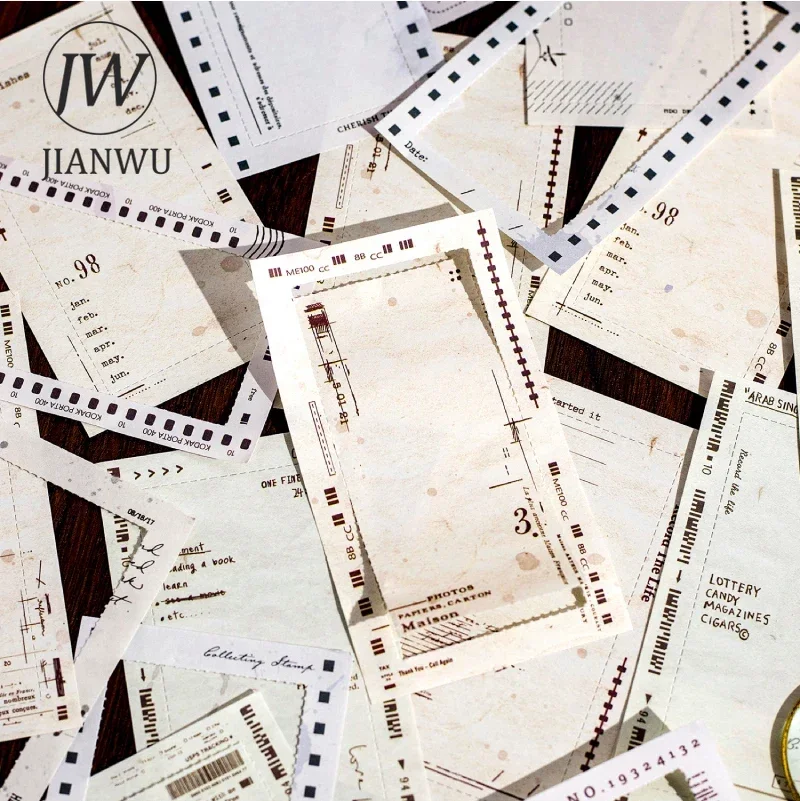 JIANWU Micro Film Association Series Vintage Hollow Border Material Collage Memo Pad  Creative DIY Journal Stationery