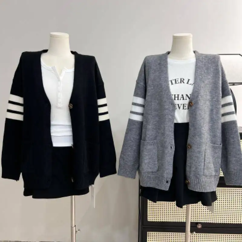 

Preppy Style Women's Fashion Autumn New Loose Soft Knitted Sweater Jacket Knitted Cardigan Coat Tops