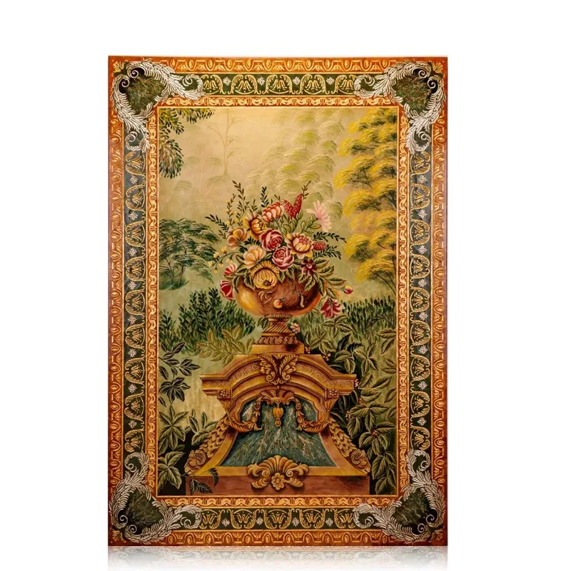 Retro hand-painted flower decorative painting French antique villa entrance living room advanced sense