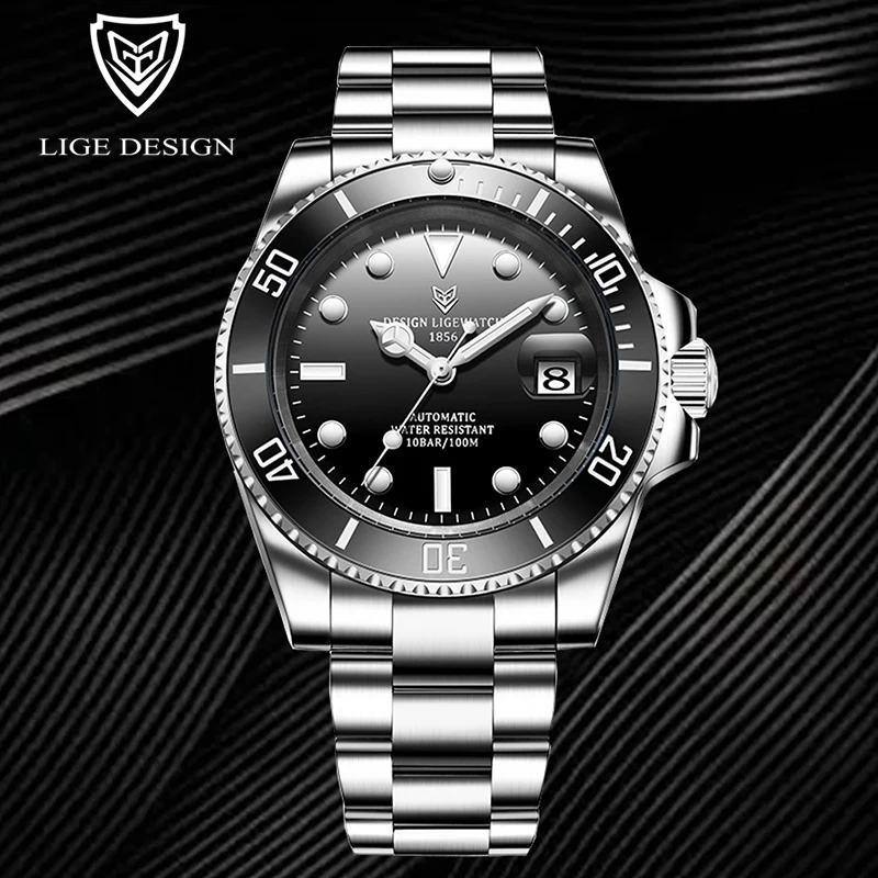 LIGE Men\'s Mechanical Wristwatches Fashion Business Watch Men Top Brand Luxury Military Sport Waterproof Automatic Watch For Men