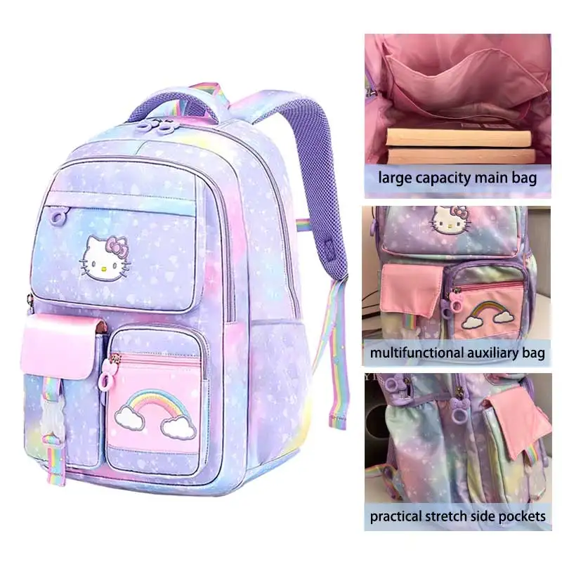 Hello Kitty backpack cute cartoon children\'s school bag small junior highschool girl large capacity load-reducing schoolbackpack