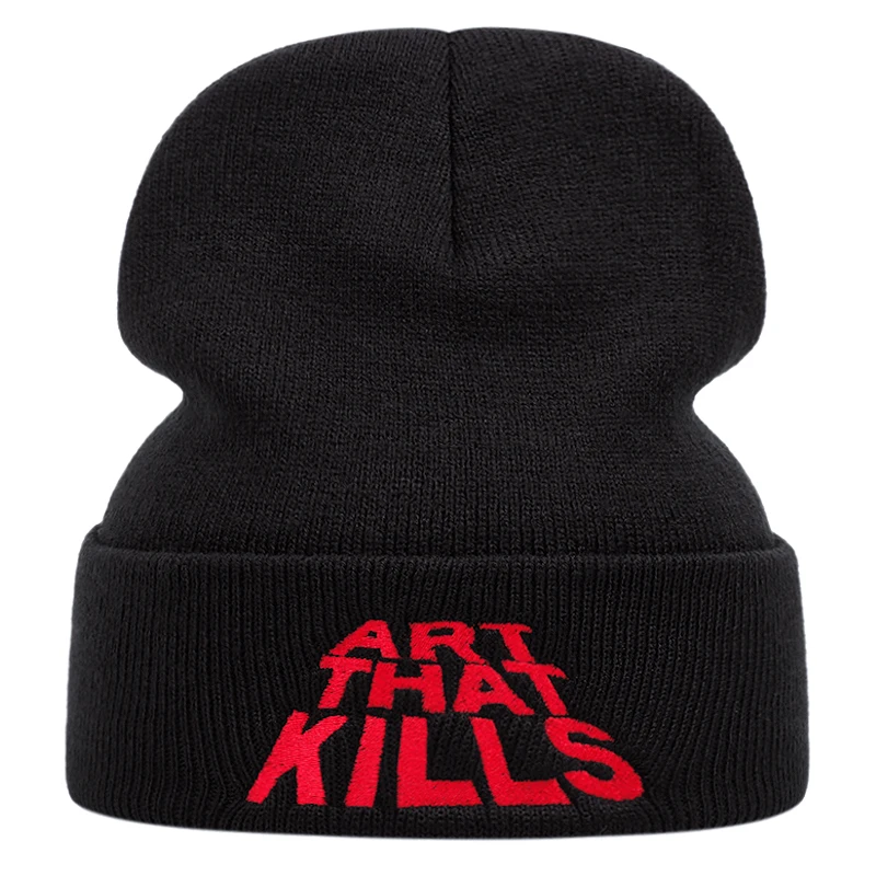 ART THAT KILLS Winter keep warm fashion Beanie hat embroidered women men knitted hat outdoor hat