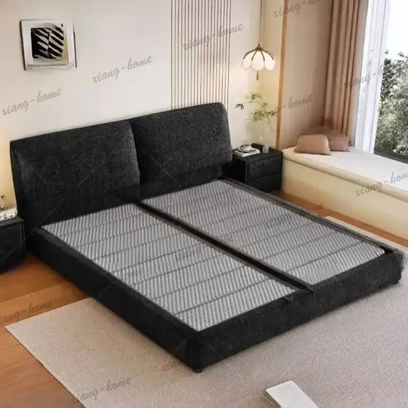 YJ Plush Couples Frame Luxury Bed Bedrooms Decoration Wooden Adjustable Luxury Bed Double Modern Style Cama De Casal Furniture