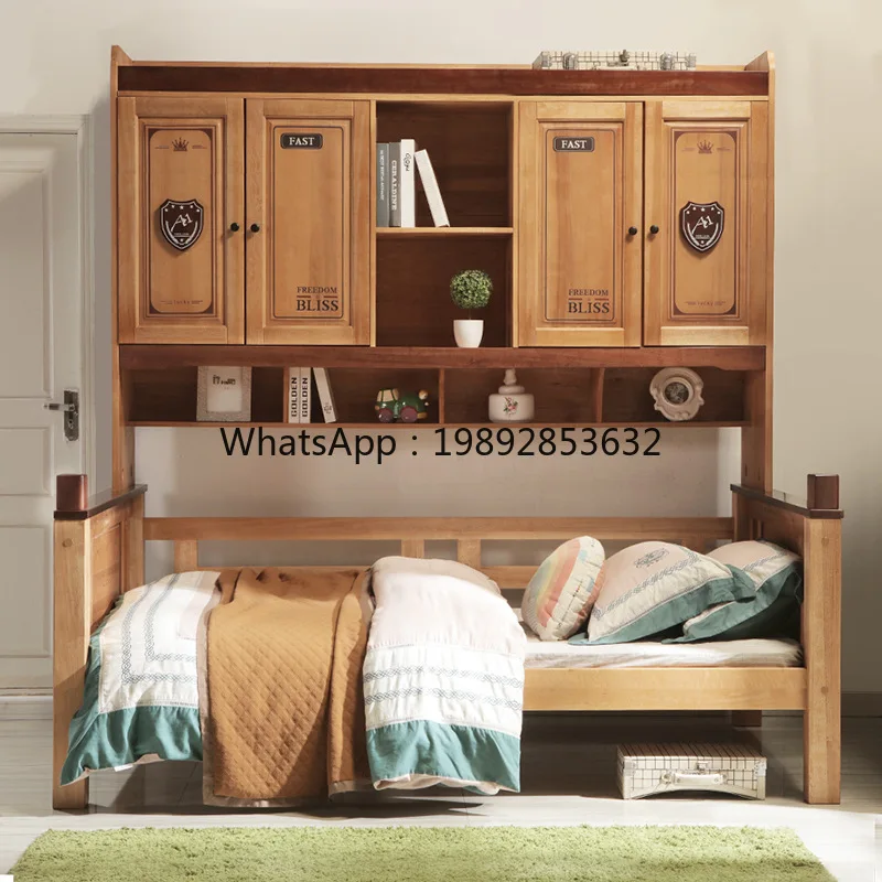 YFY Solid Wood Baby  Liriodendron Wardrobe  5-Door Hydraulic  Box Storage Integrated Multi-Functional  with Wardrobe
