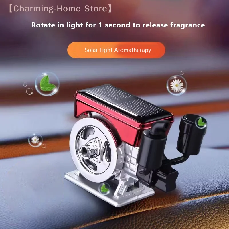 【M】Car Oil Diffusers Solar Powered Rotating Car Perfume Diffuser Simulated Tractor Engine Car Perfume Diffuser Car Aromatherapy