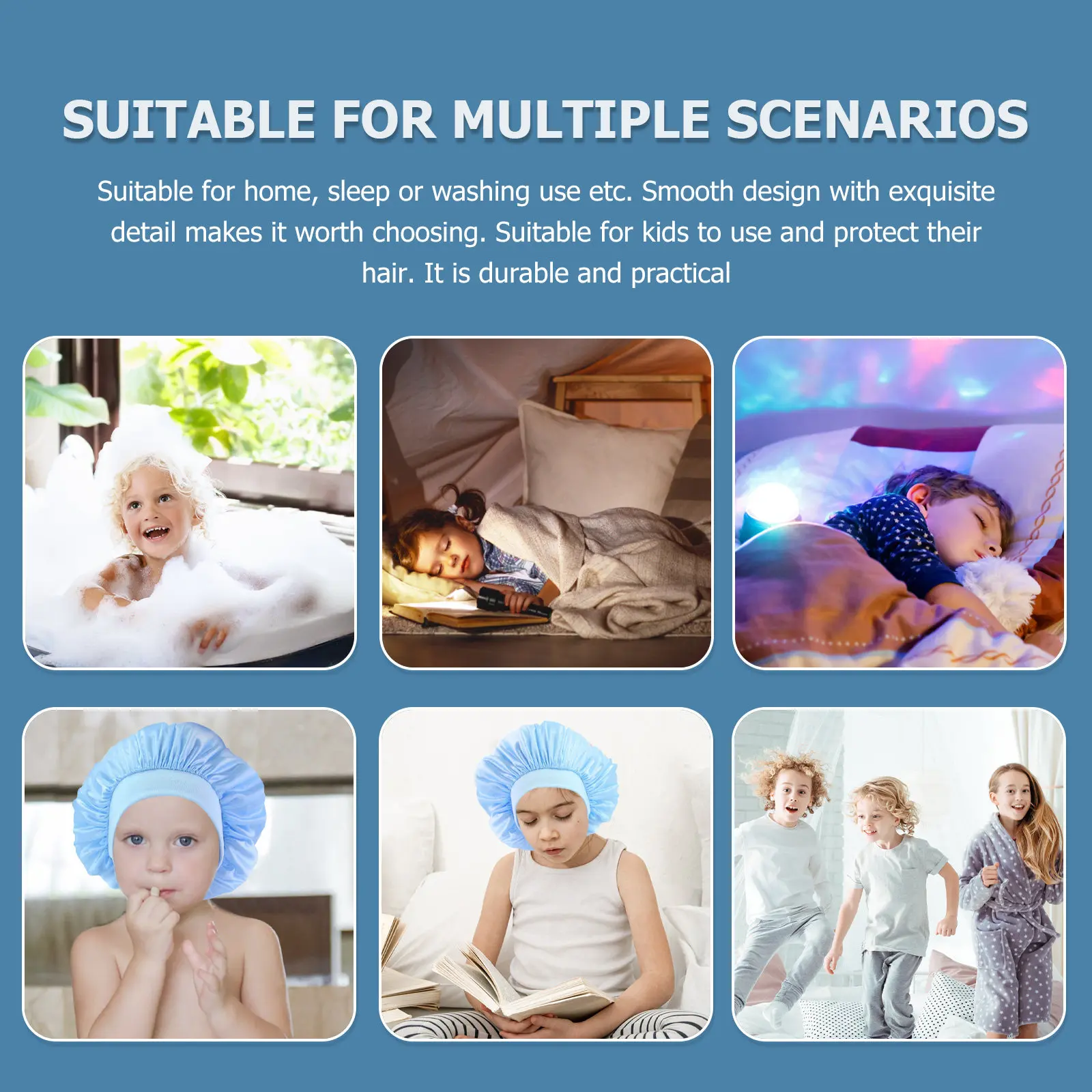 

Комплект из 2 эластичных детских шапочек для сна: премиум-качество, легкие, дышащие, для защиты волос во время сна, душа, мытья, для домашнего использования, уход за волосами младенцев