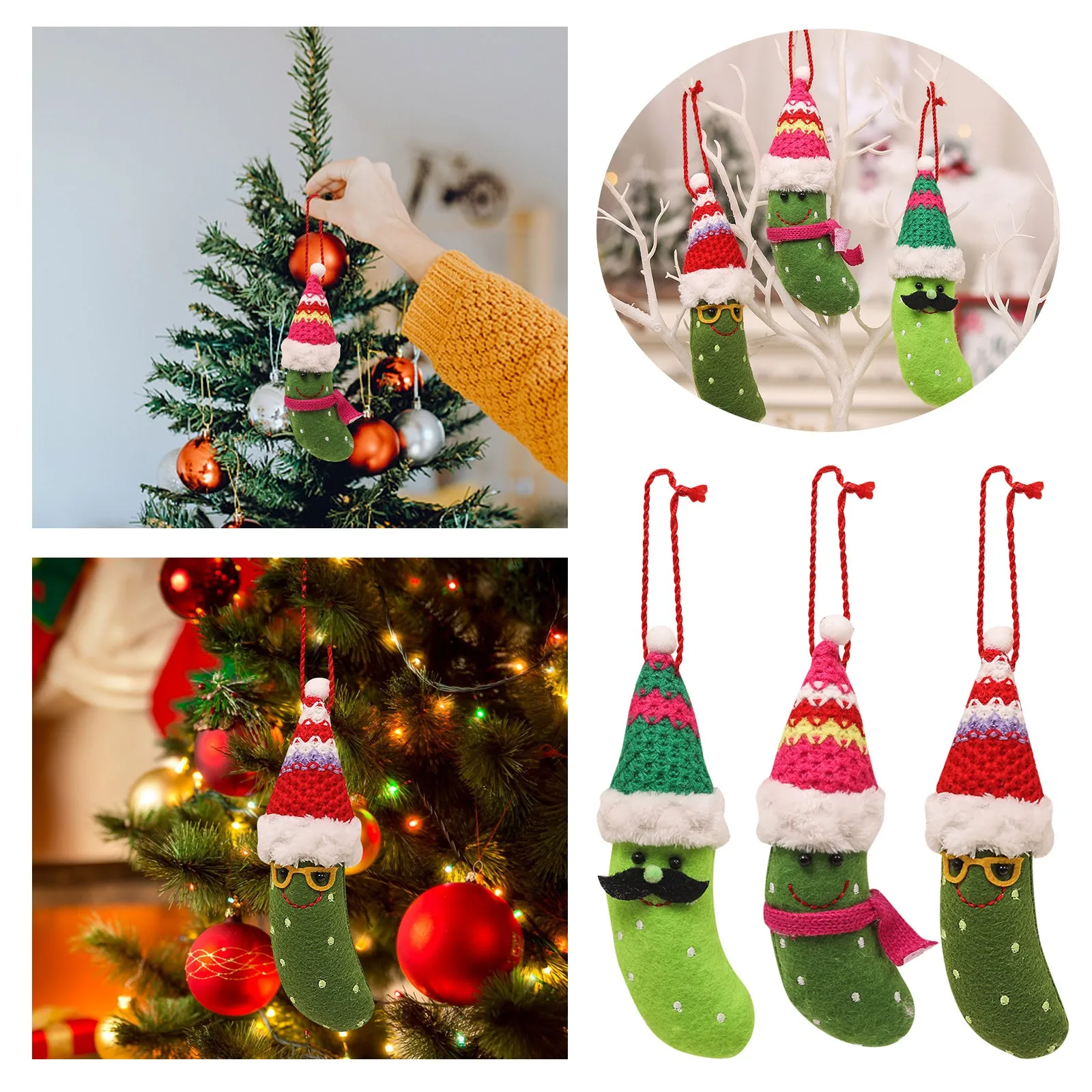 1PC Green Banana Pendant Christmas Creative Doll With Hat Hanging Decoration Ornaments Christmas Tree Xmas Party Supplies Toy