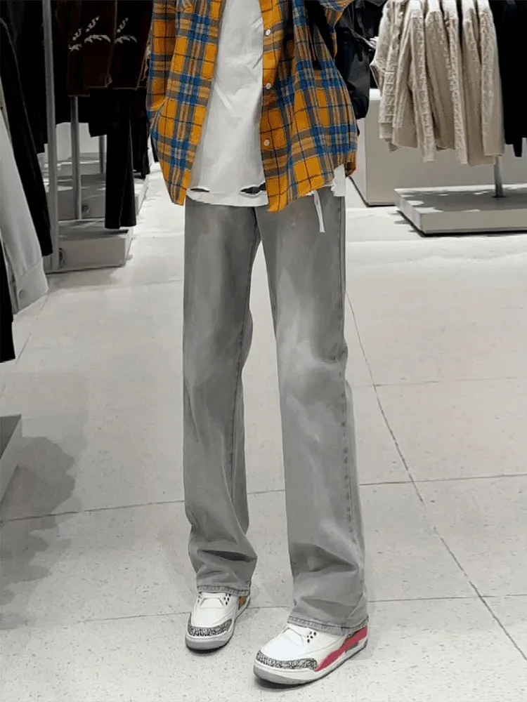 

Мужские джинсы прямого кроя, осенне-зимние, в американском стиле, широкие, больших размеров, свободного кроя, повседневные брюки для подростков