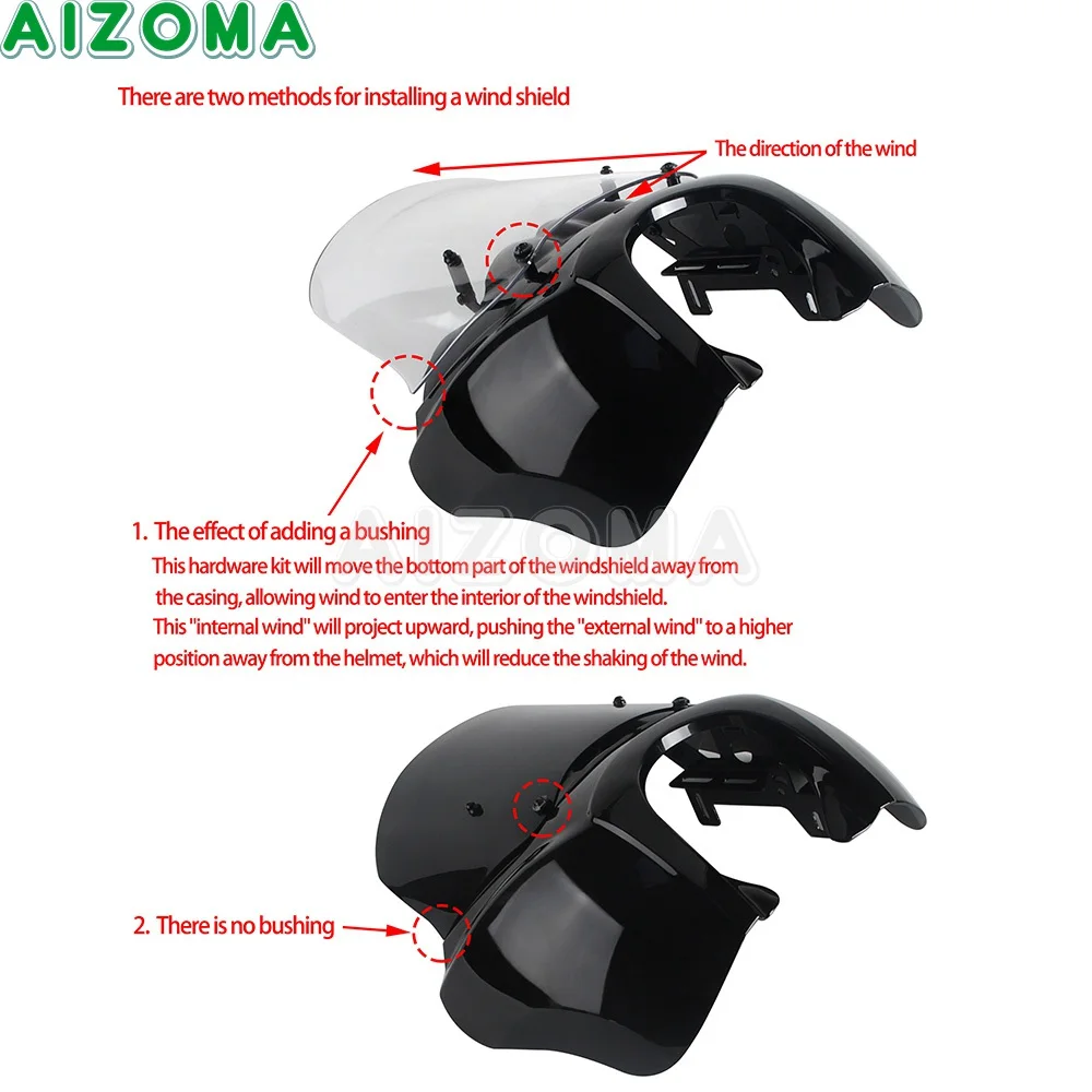 Club Style Fairing Motorbike 9" 12" 15" Windscreen For Harley Softail FXBB FXBBS FXLR FXST For Baja Design LP6 Headlight Bracket view 4