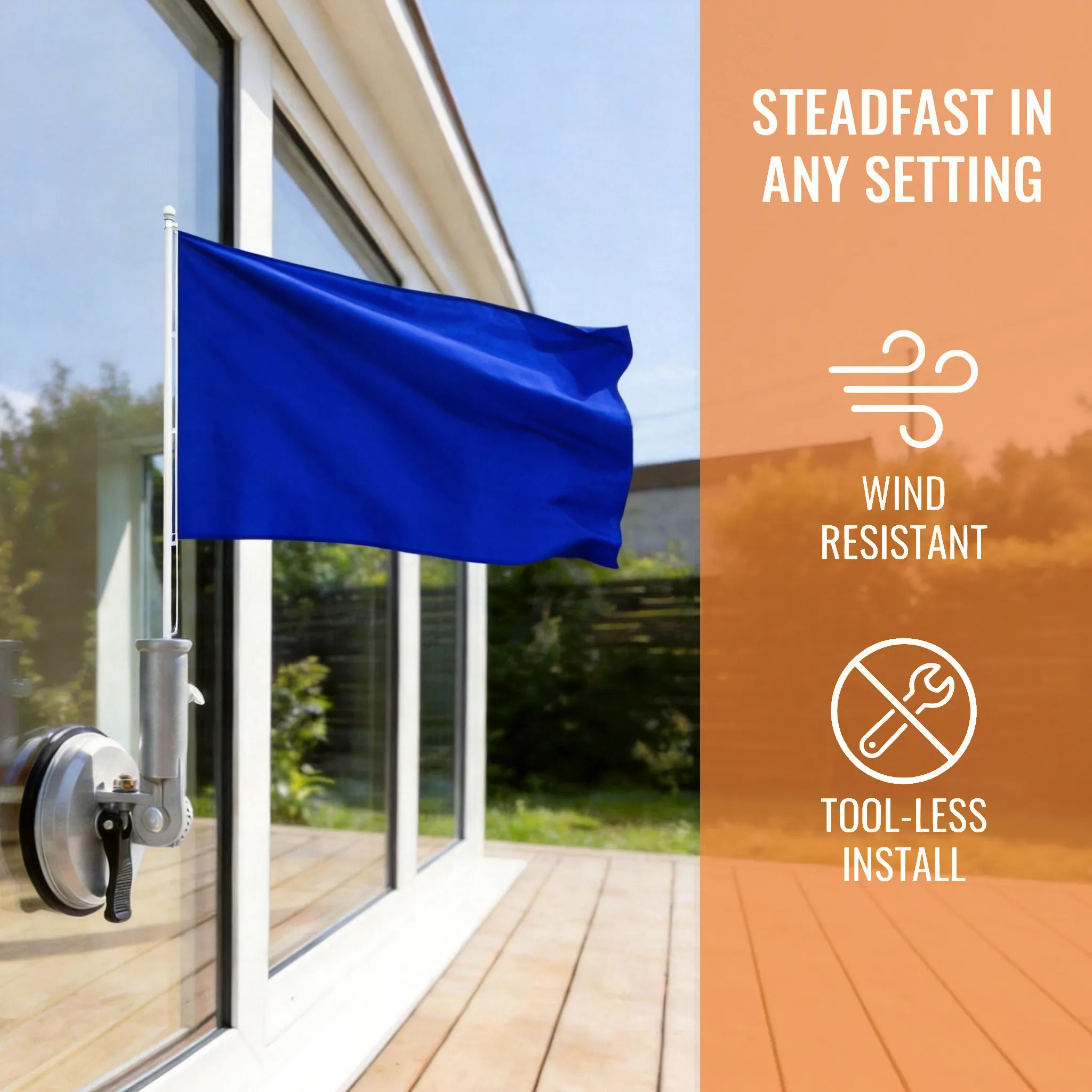 Aluminum Suction Cup Flag Pole Holder Car Mount Small Stable Flag Pole Base Vehicle Motorcycle Flagpole Support - view 3