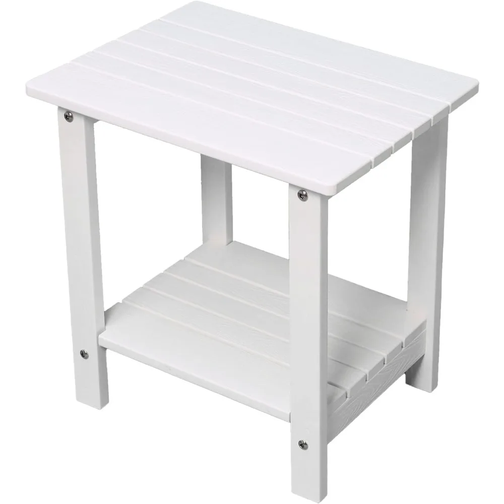 

Side Table, Patio Outdoor End Table Weather Resistant,Rectangular Table for Patio, Garden, Lawn, Indoor Outdoor Companion, White