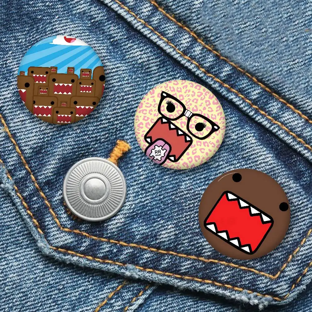 Cute D-Domo-KunS Anime Button Pin Handmade Brooch for Clothes Cartoon Badge Backpack Decoration Jewelry Accessories