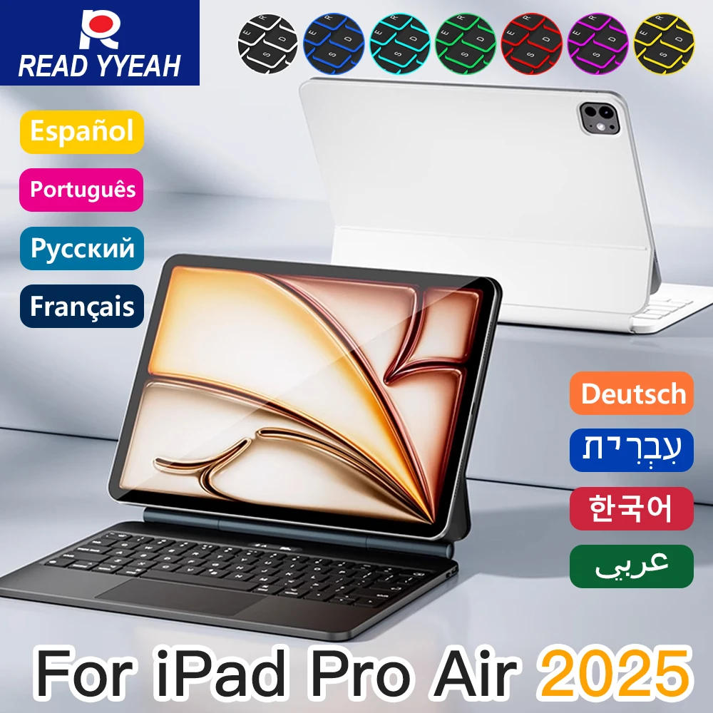

ЧИТАЙТЕ YYEAH, новая волшебная клавиатура 2025 года для iPad Pro Air 11/13 iPad Air 4 5 6 7 Pro12.9, чехол для iPad с подсветкой, беспроводная Bluetooth-клавиатура