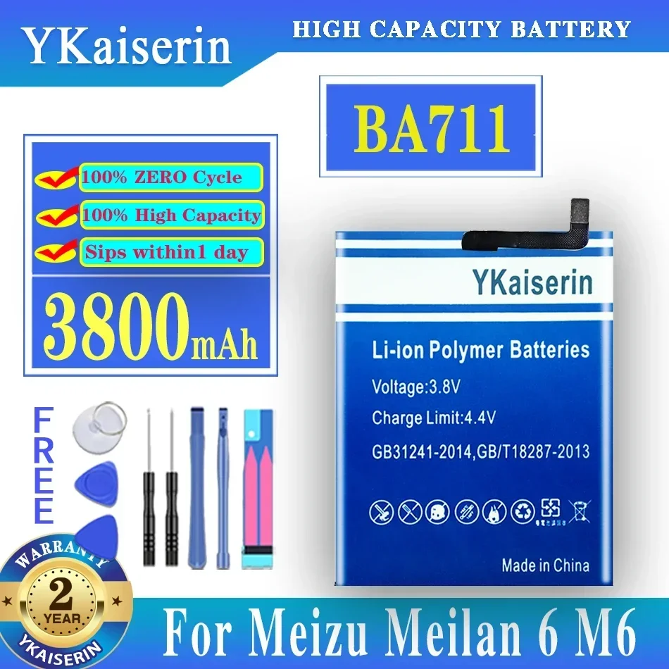 

YKaiserin Portable Battery BA711 3800mAh For Meizu M6 Mini Bateria