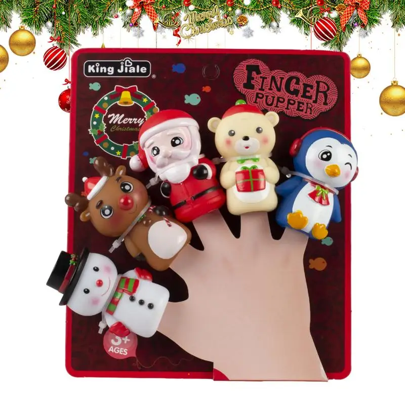 Świąteczne pacynki na palce 5szt Christmas Storytime Learning Doll Cartoon Finger Puppet Figures Santa Snowman Playtime Puppet