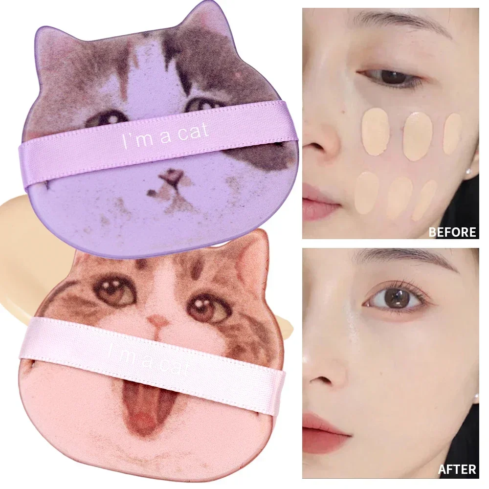 1/12pcs Kitty Air Cushion Powder Puff Cute Cat Cosmetic Puffs Hydrophilic Non-latex Facial Foundation Beauty Tool Dry Wet Makeup